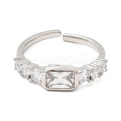 Brass with Cubic Zirconia Cuff Rings for Women&nbsp;RJEW-B160-07B-P