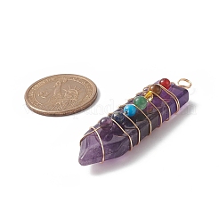 Natural & Synthetic Mixed Gemstones Copper Wire Wrapped Big Pendants&nbsp;PALLOY-JF01977