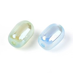 Uvメッキ樹脂ビーズ  模造キャットアイビーズ  虹色の  バレル  ミックスカラー  9.5x7mm  穴：1.2~1.5mm&nbsp;RESI-ZX018-24