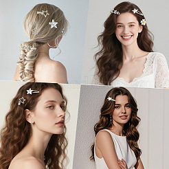 10Pcs 10 Styles Star Iron & Cloth Snap Hair Clips and Iron Alligator Hair Clips&nbsp;PHAR-CY0001-07