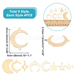 36pcs 9 styles Brass Connector Charms and Pendants Sets&nbsp;KK-AR0003-15
