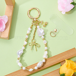 2Pcs Shell Pearl & Alloy & Brass Mobile Straps&nbsp;HJEW-SW00485
