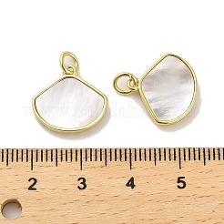 真鍮パヴェシェル シェル型チャーム ジャンプリング付き  18KGP本金メッキ  14.5x15x2.5mm  穴：3.5mm&nbsp;KK-K365-08D-G