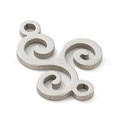 201ステンレススチールレーザーカットコネクタチャーム  ステンレス鋼色  バイキングのトリスケリオンノット  10x15x1mm  穴：1.4mm&nbsp;STAS-R133-02P-01