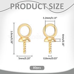 真鍮製ネジアイペグベイル80個  ゴールドカラー  10x5x4mm  穴：3.2mm  ピン：0.8mm&nbsp;KK-ME0004-74G