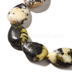 ナチュラルイエローターコイズ（ジャスパー）ビーズ連売り  ティアドロップ  13.5~14x10~10.5x5mm  穴：1mm  約27~28個/連  37.3~38.3cm&nbsp;G-I377-A14