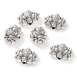チベット風合金ビーズ  ハスの花  アンティークシルバー  8.5x12x4.5mm  穴：1.6mm  892個/ 1000g&nbsp;FIND-H038-21AS