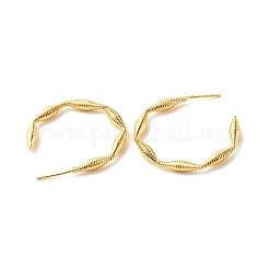 Brass Screw Textured C-shape Stud Earrings&nbsp;EJEW-A066-02G