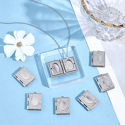 16Pcs 316 Stainless Steel Locket Pendants&nbsp;STAS-ME0003-42