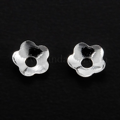 5  - 花弁の真鍮のビードキャップ  ニッケルフリー  長持ちメッキ  ラックめっき  花  銀  4x1mm  穴：1.2mm&nbsp;KK-D063-13S