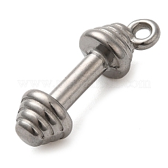 304ステンレスペンダント  バーベルチャーム  ステンレス鋼色  23x8x7.5mm  穴：2mm&nbsp;STAS-M070-18P
