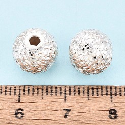 925スターリングシルバービーズ  ラウンド  テクスチャ  銀  10mm  穴：2mm&nbsp;STER-N017-25A-S