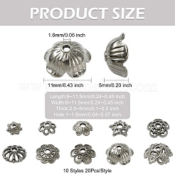 200Pcs 10 Styles Zinc Alloy Bead Caps&nbsp;FIND-CJ0004-70