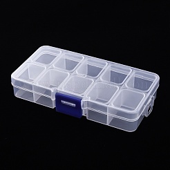 プラスチックビーズ保管容器  10コンパートメントオーガナイザーボックス  長方形  透明  13x6.5x2.3cm  コンパートメント：2.9x2.3x2.1センチメートル&nbsp;CON-R014-01