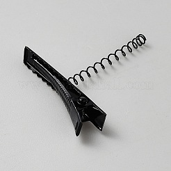 鉄のワニのヘアクリップパーツ  スプリング付き  ブラック  40.5x10x48.5mm&nbsp;PHAR-TAC0007-03A