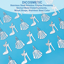 100Pcs 2 Style 201 Stainless Steel Stilettos Filigree Pendants&nbsp;STAS-DC0007-96