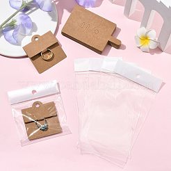 リング用長方形折りたたみ紙ジュエリーディスプレイカード50枚  50個のOPPプラスチックバッグ付き  ペルー  10.8x6x0.05cm&nbsp;CDIS-FS0001-31C