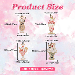 48 個 4 スタイル ラック メッキ合金エナメル ペンダント  無料＆無料鉛フリー＆ニッケル  アイスクリーム  ミックスカラー  22~27x9~13x1~1.3mm  穴：1.6~1.8mm  12個/スタイル&nbsp;ENAM-SC0007-37