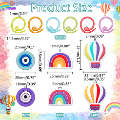 Evil Eye/Hot Air Balloon/Rainbow Silicone Knitting Needle Point Protectors&nbsp;SIL-NB0001-36