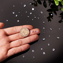 キュービックジルコニアカボション  グレードA  多面カット  ダイヤモンド  透明  1mm  2mm  3x2mm  4x2.5mm  5x3mm  50個/セット&nbsp;ZIRC-TA0001-03