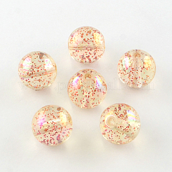 ラウンドABカラークリアアクリルビーズ  カラフルグリッターパウダー付き  ミックスカラー  10mm  穴：1.8~2mm  約857個/500g&nbsp;TACR-D005-10mm-M