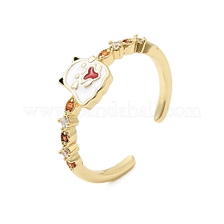 Brass Micro Pave Cubic Zirconia Cuff Rings for Women&nbsp;RJEW-L336-01G-01