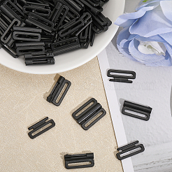 プラスチックビキニクリップ80セット  ブラの留め具交換パーツ  ランジェリースナップ閉鎖  ブラック  24x18.5x5mm  穴：19x2mm&nbsp;FIND-CA0008-24