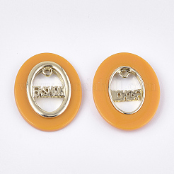 オペークアクリルパーツ  合金パーツ  単語ファションと楕円形  ライトゴールド  ミックスカラー  30x24x4mm  穴：1.8mm&nbsp;MACR-T031-03-M