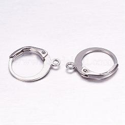 変色しにくい304ステンレススチールフレンチフックピアス金具  カン付き  ステンレス鋼色  14.5x12x2mm  穴：1mm  ピン：0.6x0.8mm&nbsp;STAS-F117-41P