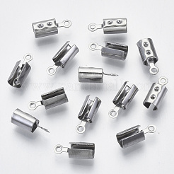 変色しにくいステンレススチールのコラムコードエンド  ステンレス鋼色  1mmのラインストーンに適する  12.5x5x5mm  穴：1mm&nbsp;STAS-Q180-01