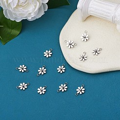 430ステンレススチール製小花コネクタチャーム＆ペンダント12個  金属デイジー ペンダント ジュエリー イヤリング ブレスレット 手作り製作  ステンレス鋼色  9mm  穴：2mm&nbsp;JX240A