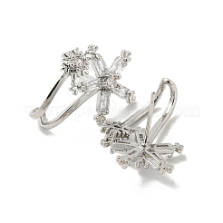 真鍮、クリアキュービックジルコニアのスタッドピアス  花  プラチナ  21.5x18mm&nbsp;EJEW-B035-10P