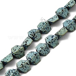 Electroplated Natural Lava Rock Beads Strands&nbsp;G-Q1009-E01-01