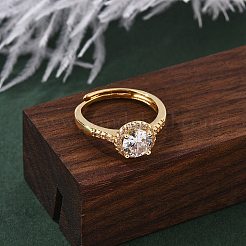 Brass Micro Pave Clear Cubic Zirconia Finger Rings for Women&nbsp;RJEW-U049-06G