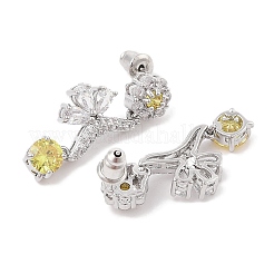Brass Pave Cubic Zirconia Flower Stud Earrings for Women&nbsp;EJEW-I304-23P
