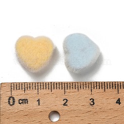 不透明のフロッキーアクリルビーズ  ミックスカラー  ハート  12x14x7mm  穴：4.5mm&nbsp;OACR-I026-02C