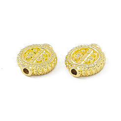 めっき合金ビーズラック  花付きフラットラウンド  ライトゴールド  11x10x3mm  穴：1.4mm&nbsp;PALLOY-I216-43LG
