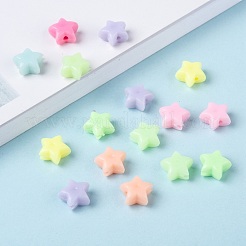不透明なアクリルビーズ  スター  ミックスカラー  10.5x11.5x6mm  穴：1.8mm&nbsp;X-MACR-S296-74