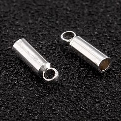真鍮製コードエンドパーツ  カドミウムフリー＆鉛フリー  長持ちメッキ  925銀メッキ  7x2mm  穴：1.2mm  内径：1.5mm&nbsp;KK-H759-40A-S
