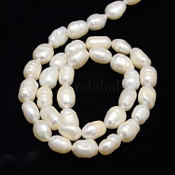 天然養殖淡水パールビーズ連売り  ねじり模様  ライス  乳白色  7~8mm  穴：0.8mm  約38個/連  13.77インチ〜14.17インチ&nbsp;PEAR-L001-A-20