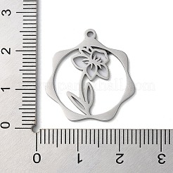 変色しない304ステンレススチールペンダント  花  ステンレス鋼色  23.5x21.5x1mm  穴：1.5mm&nbsp;STAS-P338-01L-P
