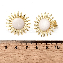 太陽の真鍮スタッドピアス  カドミウムフリー＆鉛フリー  18KGP本金メッキ  ラックめっき  長持ちメッキ  ホワイト  25mm&nbsp;EJEW-D352-02G-03