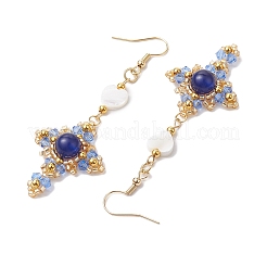 Natural Mixed Stone & Glass Seed Beads Dangle Earrings for Women&nbsp;EJEW-MZ00213-04