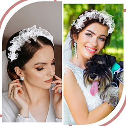 Cloth Wrinkle Lace Hair Bands for Women Girl&nbsp;OHAR-WH0029-11A