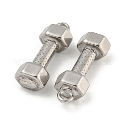 変色しない304ステンレススチールペンダント  ダンベルチャーム  ステンレス鋼色  21.5x7.5x5mm  穴：1.6mm&nbsp;STAS-N103-79P