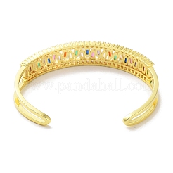 Brass Micro Pave Clear Cubic Zirconia Cuff Bangles&nbsp;BJEW-Z061-23B