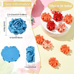 合成サンゴペンダント15個  染め  花  ミックスカラー  20x23~25x12mm  穴：1.2mm&nbsp;CORA-YW0001-01