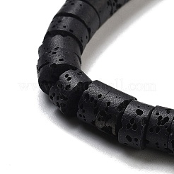 天然溶岩石染めビーズ連売り  ディスク  ヒシビーズ  ブラック  6x3~3.5mm  穴：1.5mm  約107~114個/連  14.96''（38センチメートル）&nbsp;G-K375-G07-01