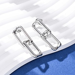 304ステンレススチール中空長方形ダングルスタッドピアス  ステンレス鋼色  36.5x11mm&nbsp;EJEW-Z135-01P