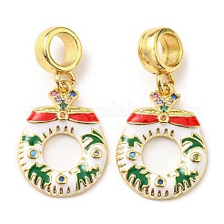 Real 18K Gold Plated Christmas Theme Brass Micro Pave Cubic Zirconia Pendents&nbsp;KK-M247-31G